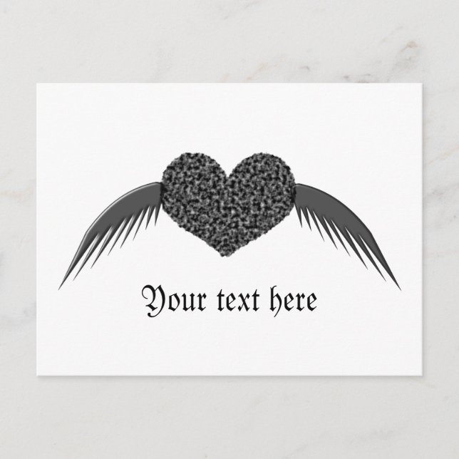 Gothic Winged Love Heart Custom Postcard (Front)