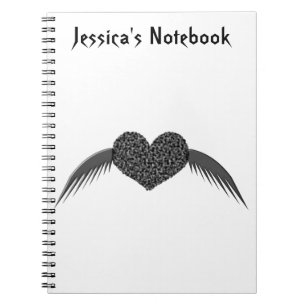 Gothic Winged Love Heart Customisable Notebook