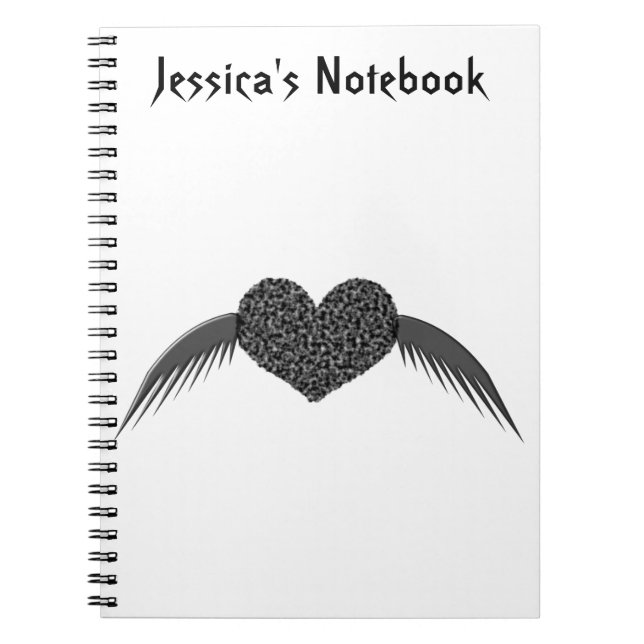 Gothic Winged Love Heart Customisable Notebook (Front)