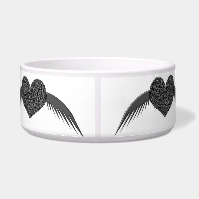 Gothic Winged Love Heart Dog Bowl (Back)