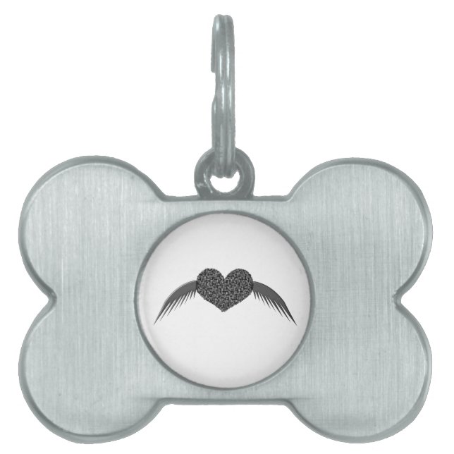 Gothic Winged Love Heart Pet Tag (Front)