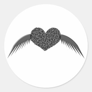 Gothic Winged Love Heart Sticker