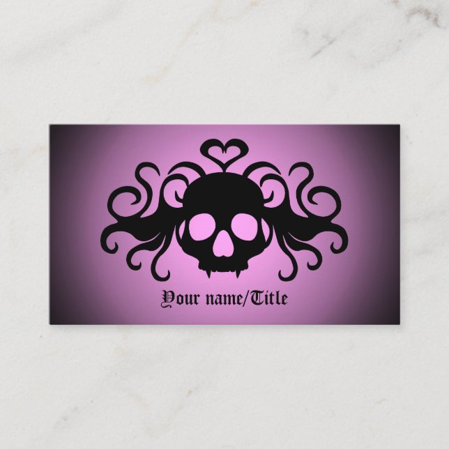 Gothic winged skull spooky chic business card (Front)