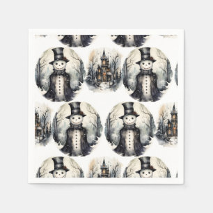 Gothic winter snowman napkin
