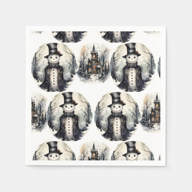 Gothic winter snowman napkin (Front)