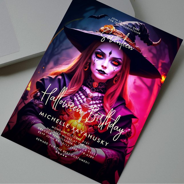 Gothic Witch Adult Halloween Birthday Party Invitation (Gothic Witch Adult Halloween Birthday Party Invitation
)
