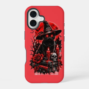 Gothic Witch Black Cat Halloween Skull Candle Desi iPhone 16 Case