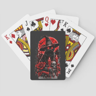 Gothic Witch Black Cat Halloween Skull Candle Desi Playing Cards