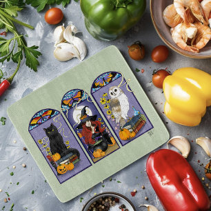 Gothic Witch Black Cat Owl Halloween Art Nouveau  Cutting Board