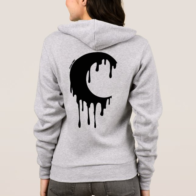Gothic Witch Black Dripping Moon Silhouette Hoodie (Back)