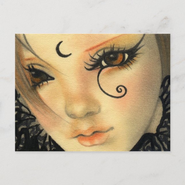 Gothic witch doll face Postcard (Front)