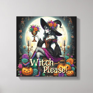 Gothic Witch Halloween Fantasy Art Grocery Bag Canvas Print