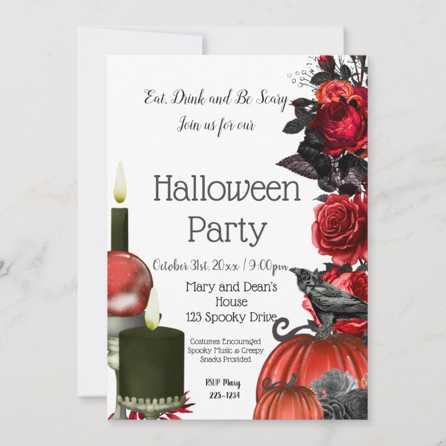  Gothic, Witch Halloween Invitation (Front)