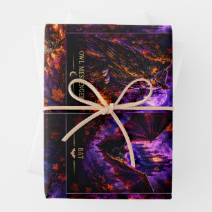 Gothic Witch & Halloween Monsters Wrapping Paper