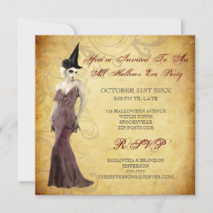 Gothic Witch Halloween Party Invitation