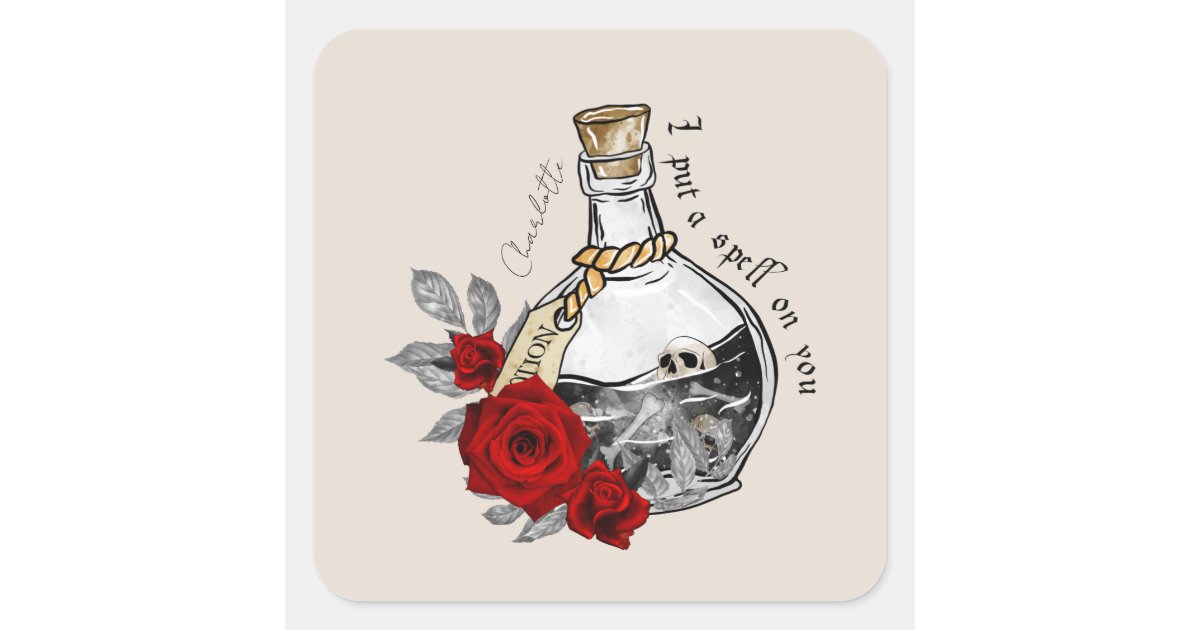 Gothic Witch Love Potion Square Sticker | Zazzle