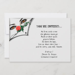 Gothic Witch Peeking Over Halloween Party Invitation