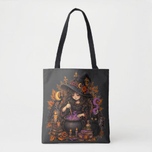 Gothic Witch Potion Halloween Black Cat Witchcraft Tote Bag