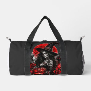 Gothic Witch Pumpkin Halloween Black Cat Spooky De Duffle Bag