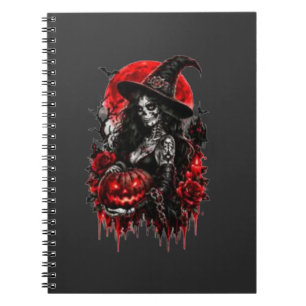 Gothic Witch Pumpkin Halloween Black Cat Spooky De Notebook