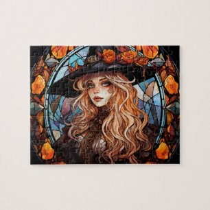 Gothic Witch Stained Glass Halloween Jigsaw puzzle