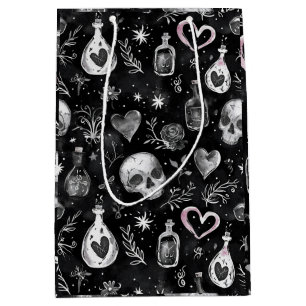 Gothic Witchcraft Love Potion Skull hearts Medium Gift Bag