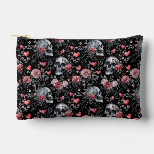Gothic Witchcraft Skulls with Roses Accessory Pouch