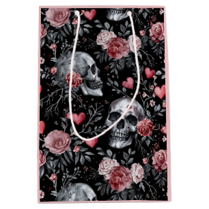 Gothic Witchcraft Skulls with Roses Medium Gift Bag