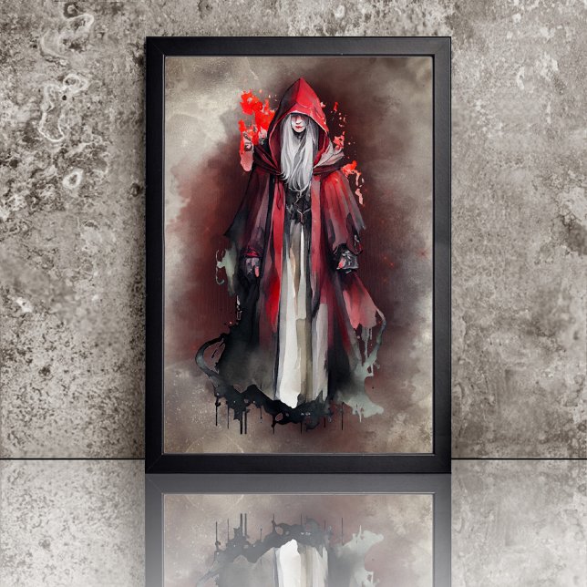 Gothic Witchery | Dark Red Witch with Evil Shadows Poster (Creator Uploaded)