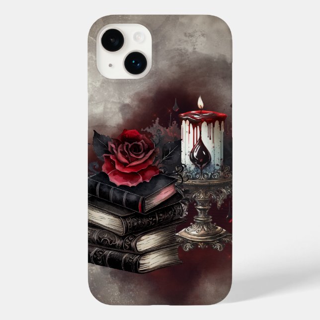 Gothic Witchery | Dark Red Witchy Tomes and Candle Case-Mate iPhone Case (Back)