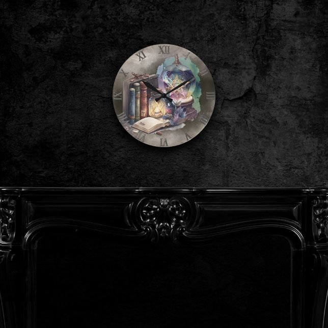 Gothic Witchery | Spellbook Tomes and Crystal Ball Round Clock (Creator Uploaded)