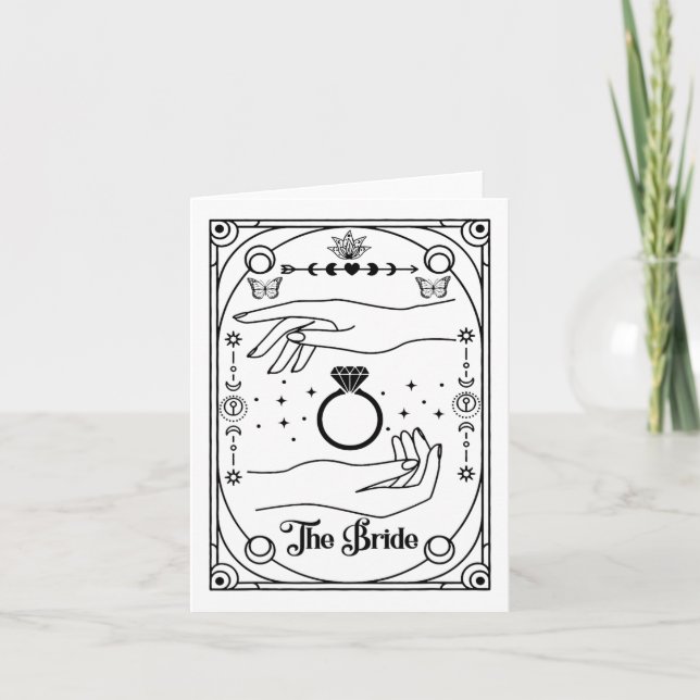 Gothic Witchy Bride Coven Tarot Halloween Bachelor Card (Front)