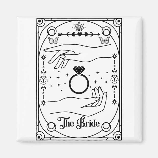 Gothic Witchy Bride Coven Tarot Halloween Bachelor Magnet (Front)