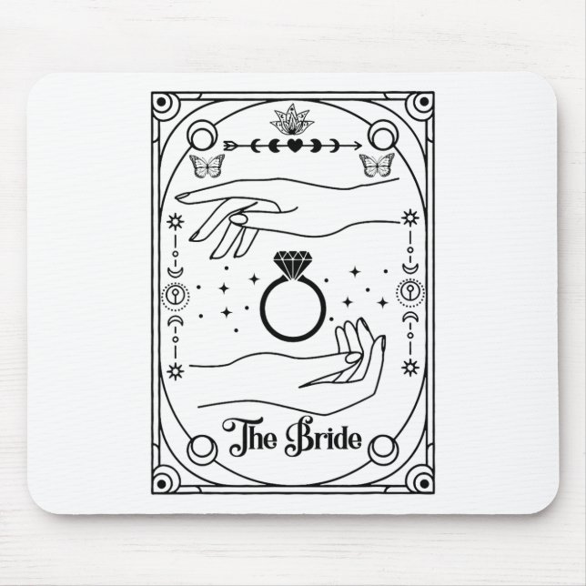Gothic Witchy Bride Coven Tarot Halloween Bachelor Mouse Mat (Front)