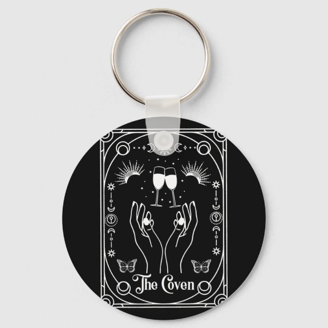 Gothic Witchy Coven Bride Tarot Halloween Bachelor Key Ring (Front)