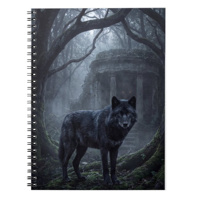 Gothic Wolf Dark Forest Art Print Notebook (Front)