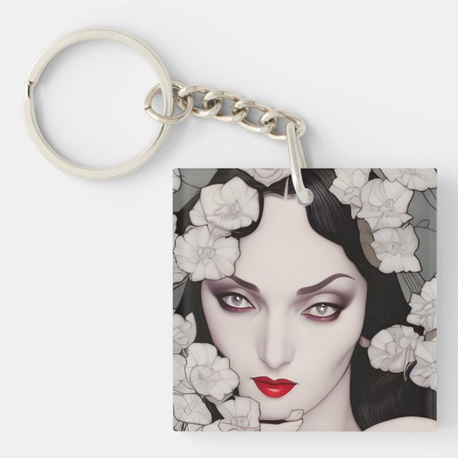 Gothic Woman AI Generated Art Key Ring (Front)