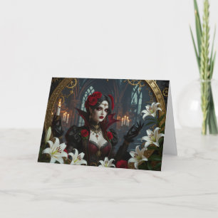 Gothic Woman and Flowers Birthday Card