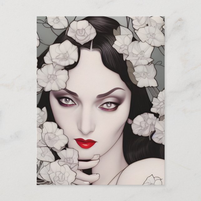 Gothic Woman Florals Postcard (Front)