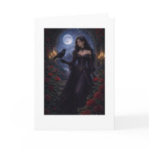 Gothic Woman in Roses Under Moonlight