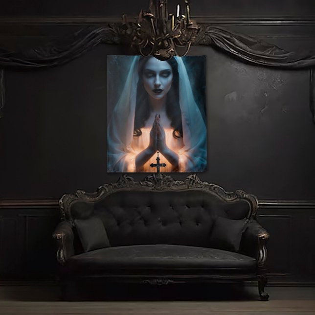 Gothic Woman with Crucifix Tapestry (Creator Uploaded)