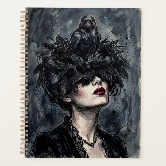 Gothic Woman with Raven Planner (Front)