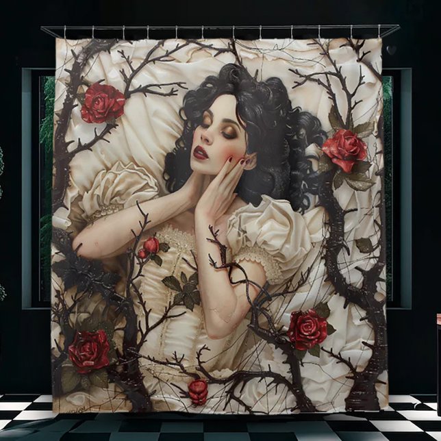 Gothic Woman with Thorns and Roses Shower Curtain (Creator Uploaded)