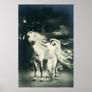 Gothic woman with white horse poster