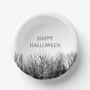 Gothic Woods Black White Halloween Party  Paper Plate