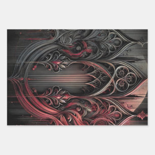Gothic Wrapping Paper Flat Sheet - Set of 3