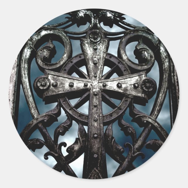 Gothic wrought iron celtic cross stickers (Front)