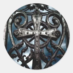 Gothic wrought iron celtic cross stickers