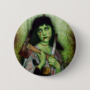 Gothic Zombie Girl Halloween Horror 6 Cm Round Badge