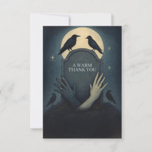 Gothic Zombie Raven Wedding Romantic Thank You Card